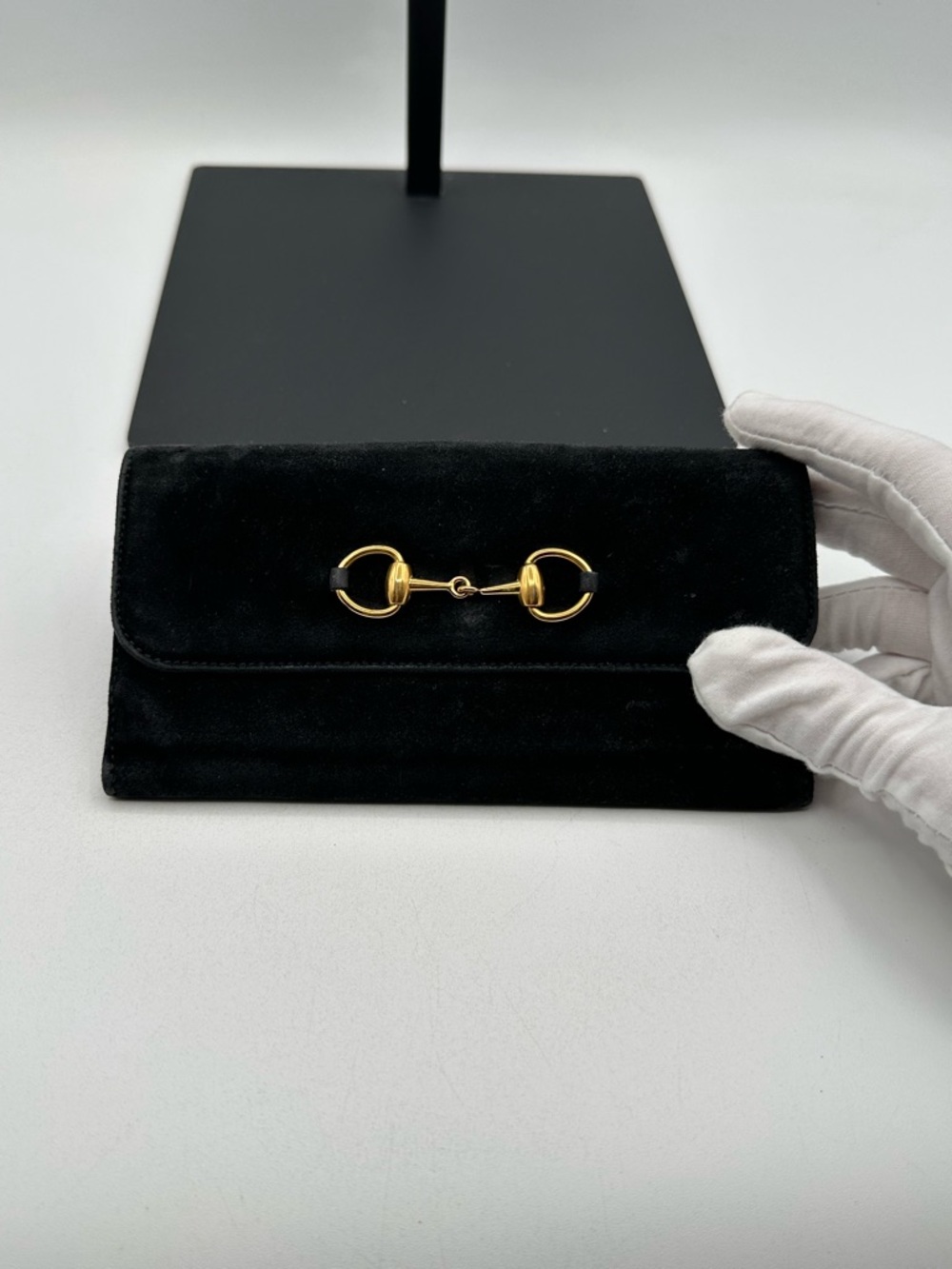 Gucci Gold Horse Bit Velvet Wallet